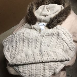 Cable cotton knit poncho